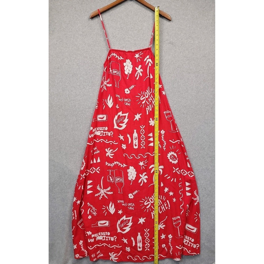 NEW Paper Heart Anthropologie Linen Strappy Maxi Dress M Fuego Red Beachy Resort - Picture 11 of 15